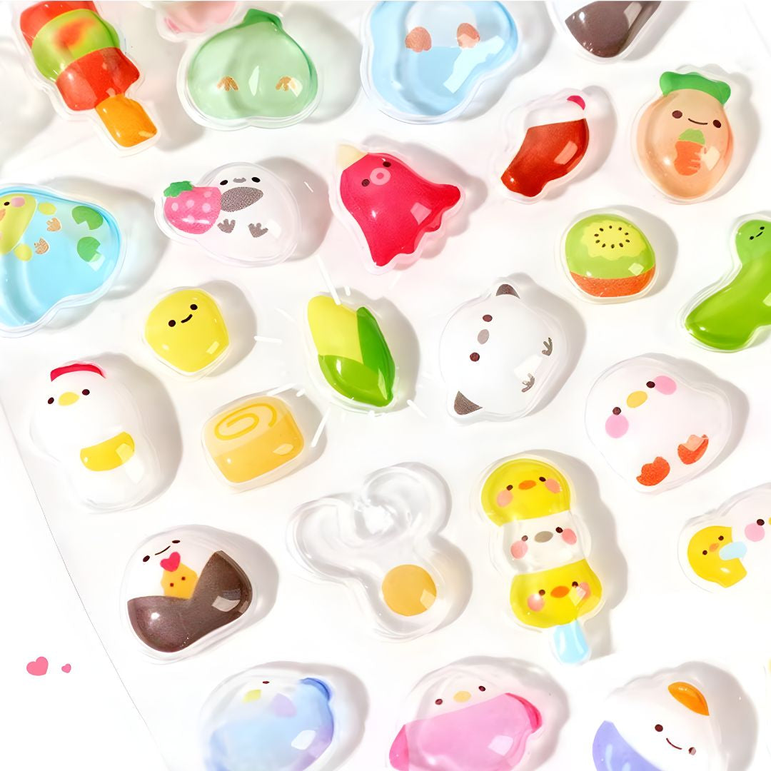 (Buy 1 Get 1 free) 3D Soft Pastel Puffy Stickers – Dessert Edition | Pack Of 1 Contains 1 sheet