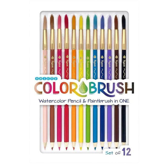 2-in-1 Color Brush Pencil Set | Watercolor Pencil with Built-in Paintbrush | Set of 12 Dual-Tip Artist Brushes for Painting, Drawing & Coloring | Pack of 1