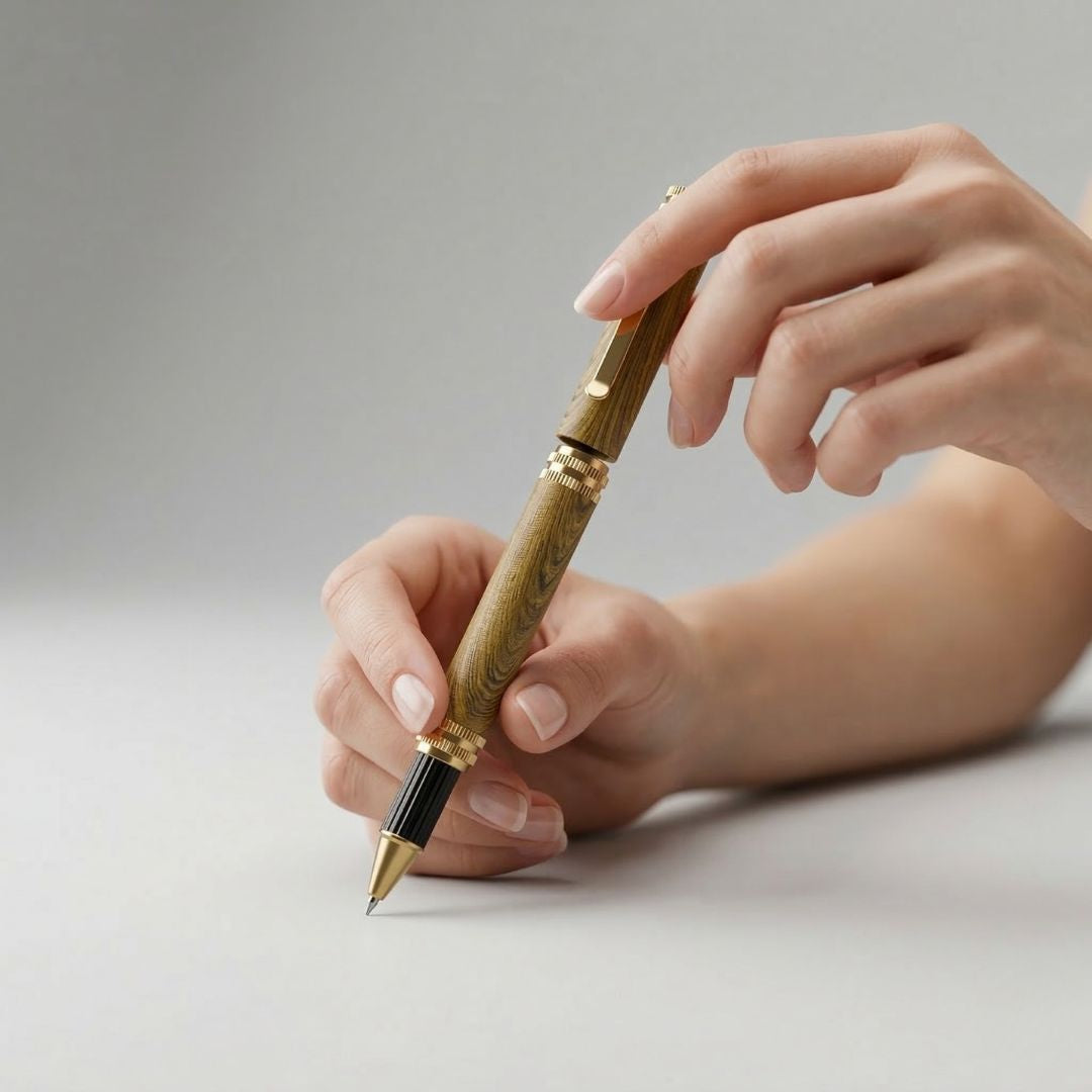Saint Pots Fluid Roller Pen | Wooden Textured | German Ink Flow
