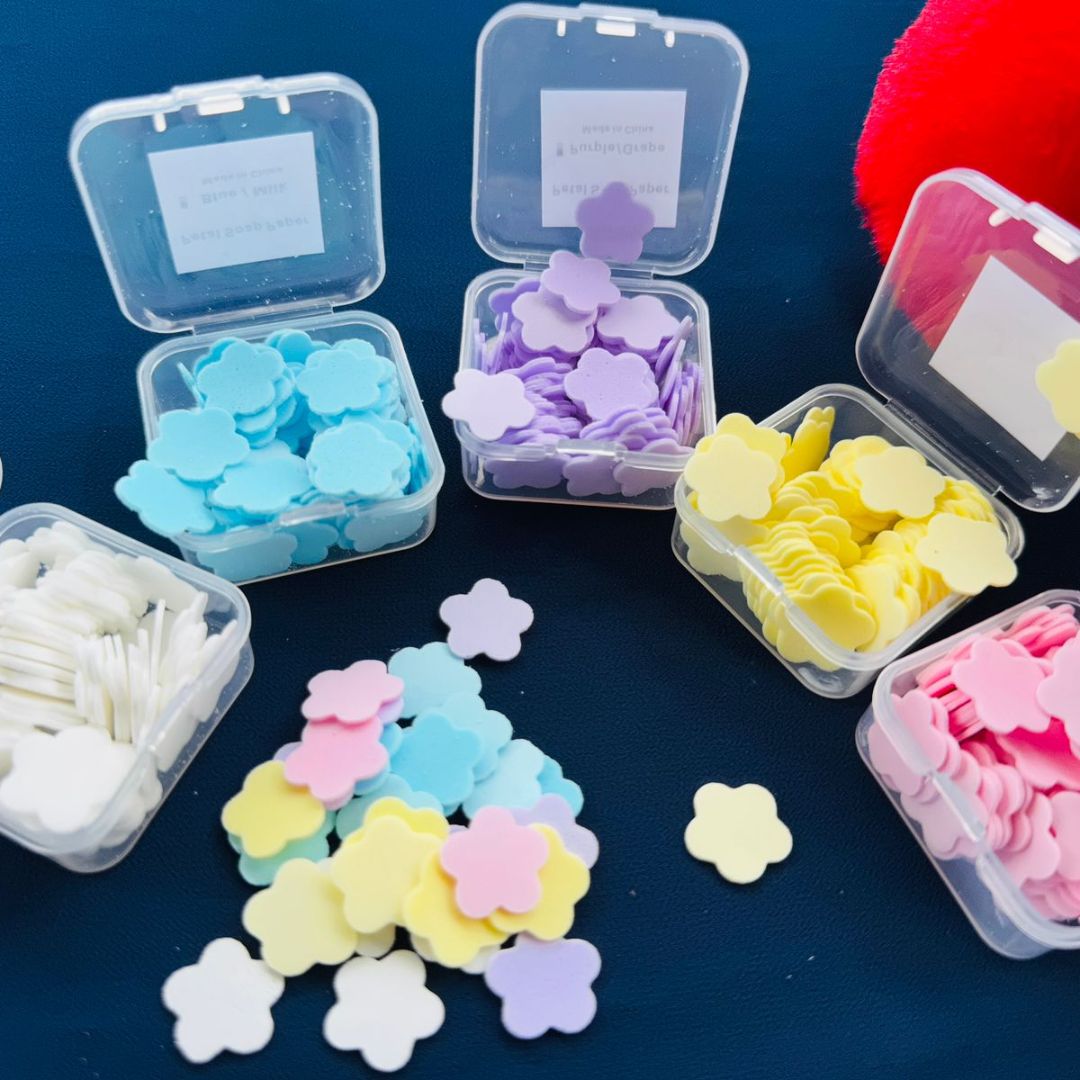 (Buy 1 Get 1) Mini Floral Paper Soap box | Pocket Size Hand Wash Sheets l Pack of 1 mini box