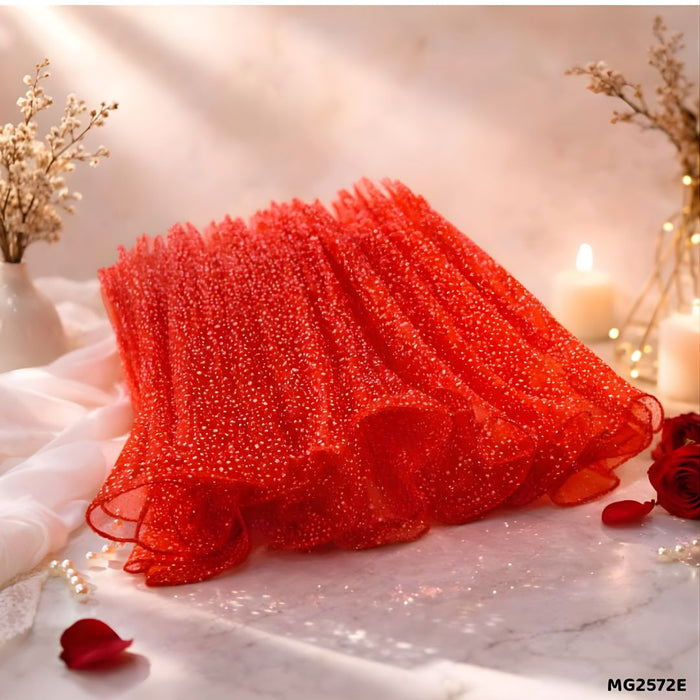 Premium Red Wrapping Paper Net Wrinkled with Snow 64 cm long  | Gift Wrappers | Premium 2026 Edition