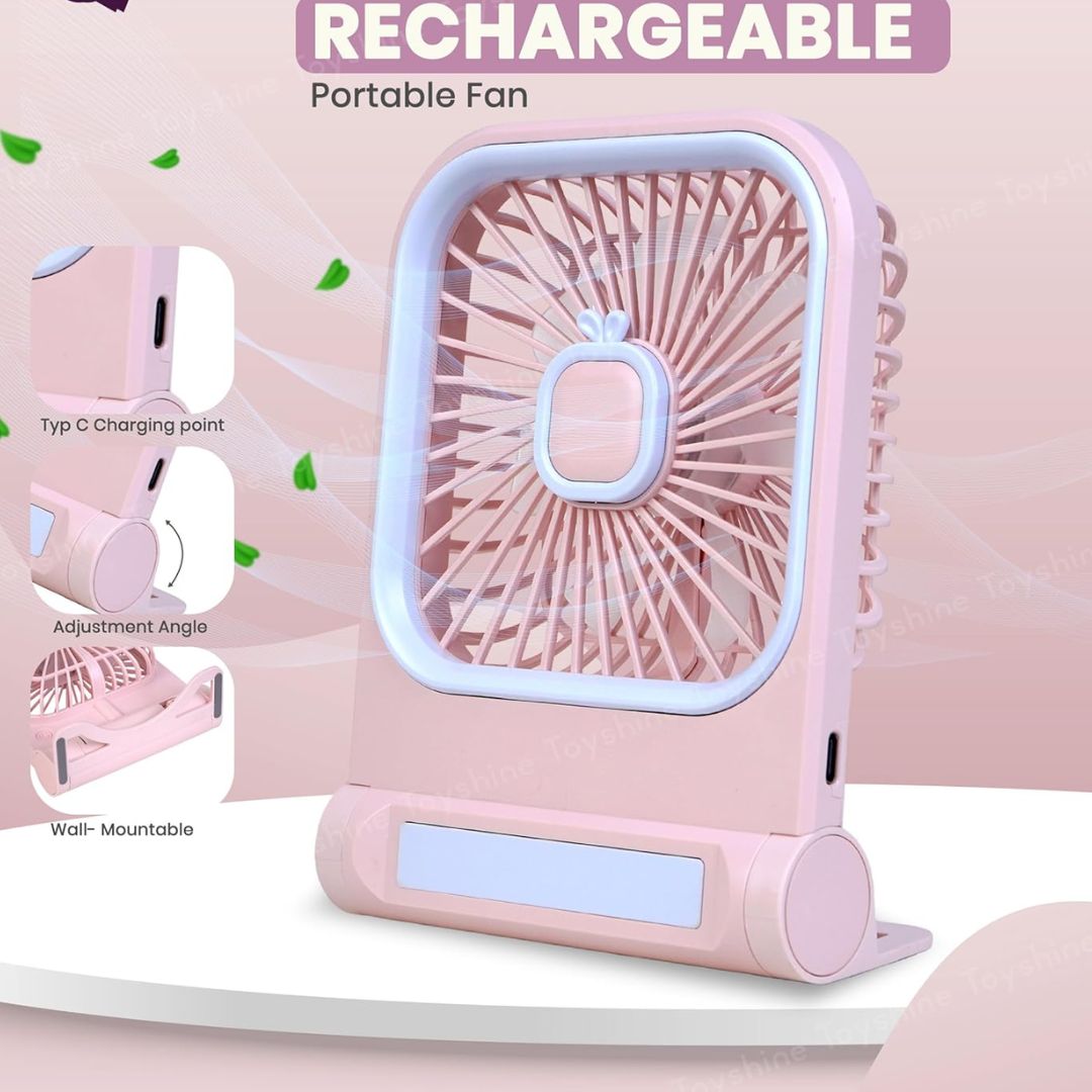 Mini Square Portable Square Fan | Rechargeable Desk & Travel Fan | Pack Of 1