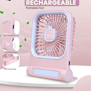 Mini Square Portable Square Fan | Rechargeable Desk & Travel Fan | Pack Of 1