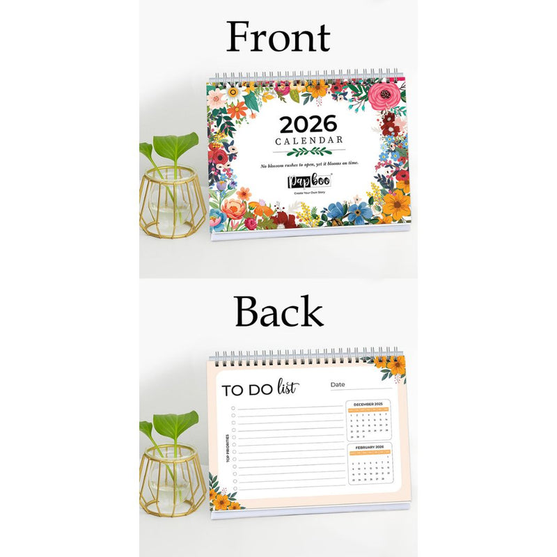 2026 Floral Desk Calendar | 250 GSM Premium Paper | Monthly Planner with To-Do Pages