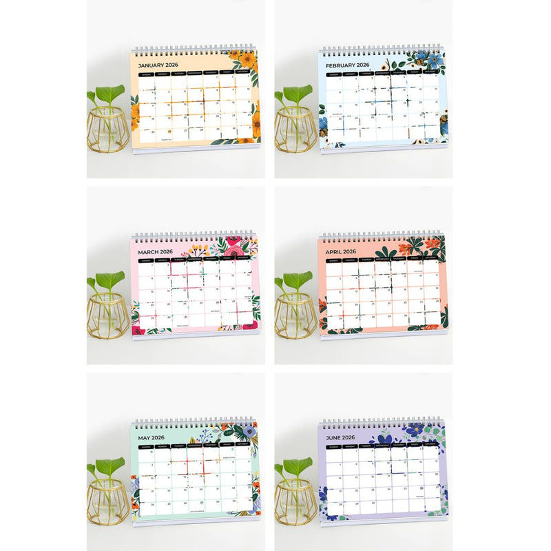 2026 Floral Desk Calendar | 250 GSM Premium Paper | Monthly Planner with To-Do Pages