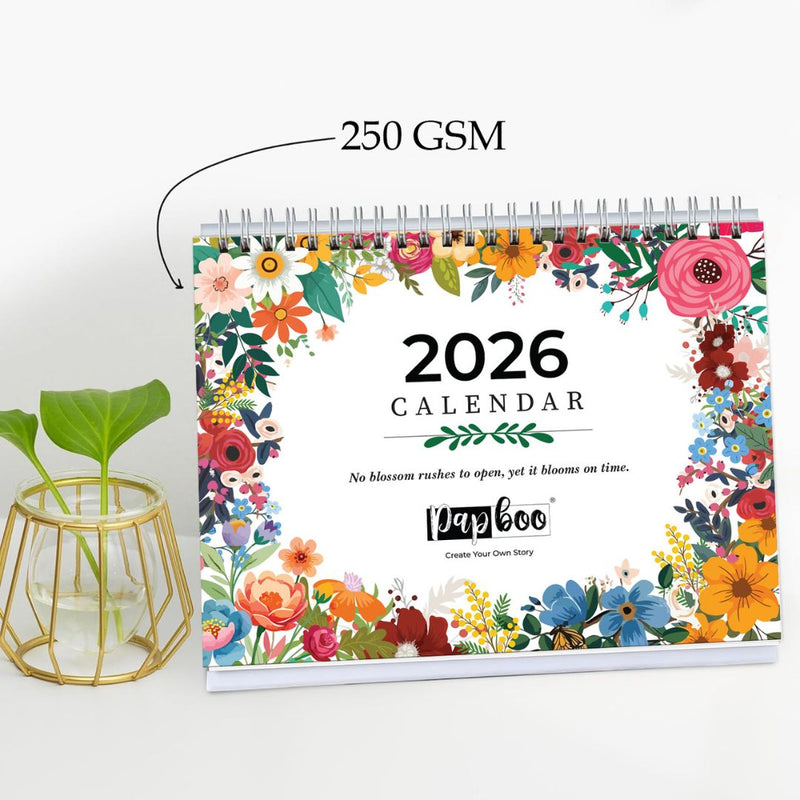 2026 Floral Desk Calendar | 250 GSM Premium Paper | Monthly Planner with To-Do Pages