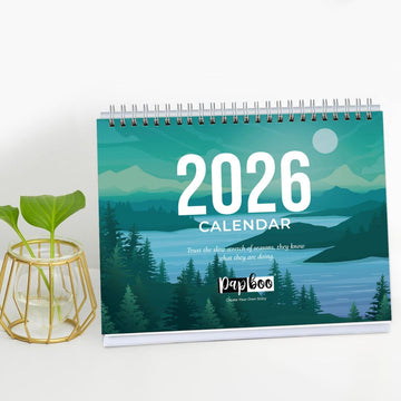 Papboo 2026 Desk Calendar | Minimal Forest-Themed Spiral Calendar with Monthly Planner & To-Do Pages | 250 GSM Premium Paper