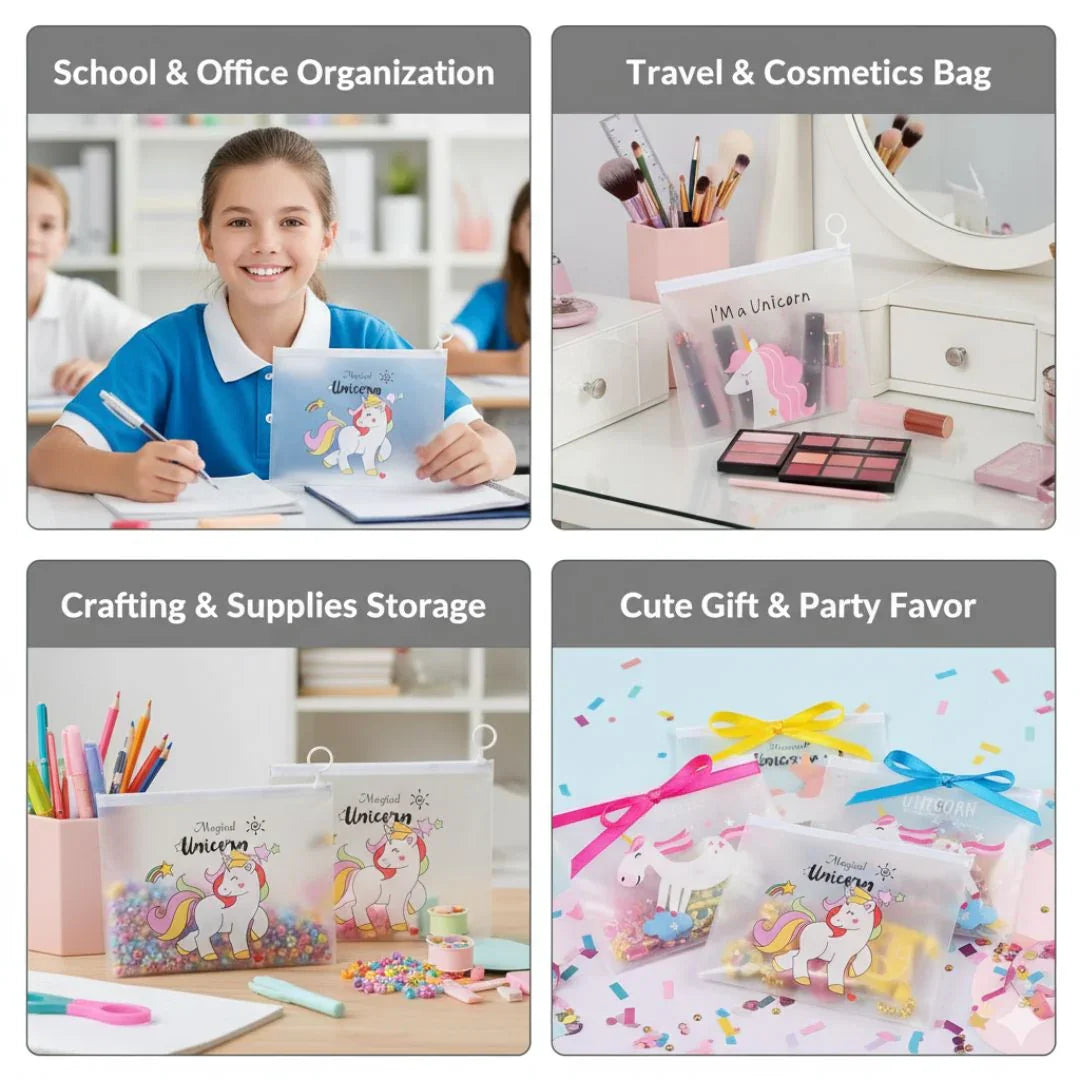 (Buy 1 Get 1 FREE) Unicorn-Themed  Transparent Silicone Pouch - Perfect for School or Office Supplies