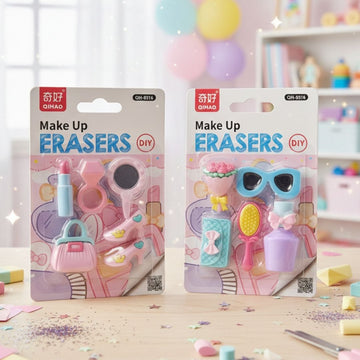 Make-Up DIY 3D Eraser Kit | Cute Fashion Erasers for Kids l pack of 1 contains 5 eraser