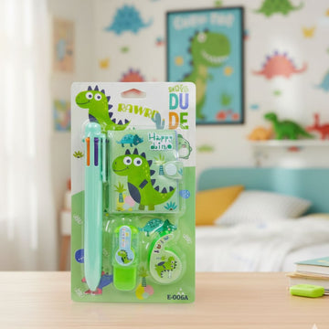 Dinosaur Kids Stationery Gift Set | Dino Notebook, Pen, Sharpener Kit