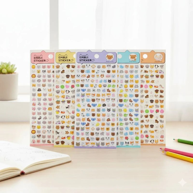 (Buy 1 Get 1 Free) Cute animal emoji sticker l pack of 1 sheet
