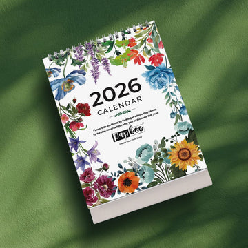 Papboo 2026 Floral Desk Calendar | Coloring Flip Calendar with Monthly Planner & Notes Section | 250 GSM Premium Paper