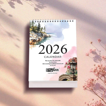 2026 Scenic Desk Calendar | Watercolor Landscape Art Calendar with Monthly Planner & Coloring Pages | 250 GSM Premium