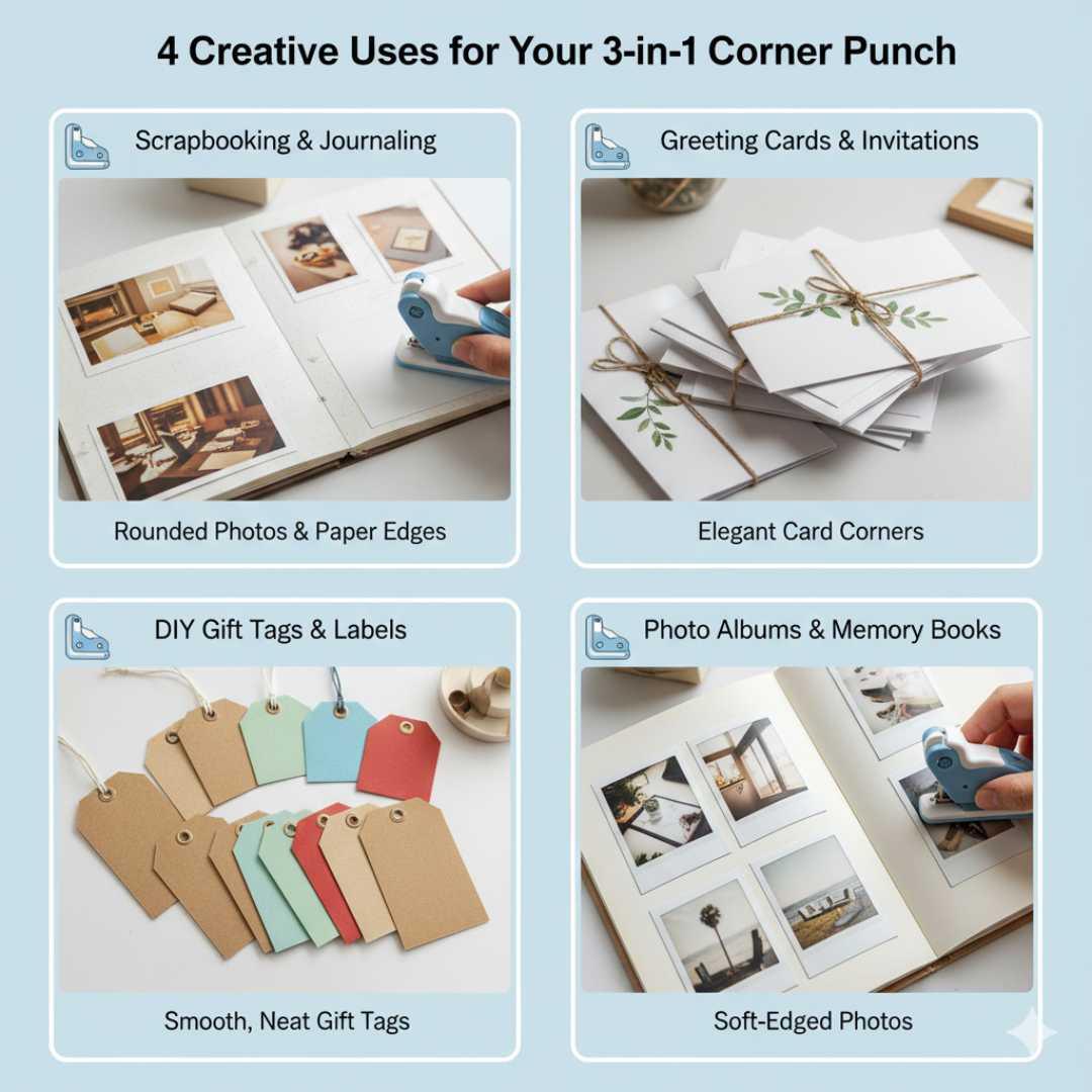 3 in 1 Corner Punch for Round paper edges | corner cutter