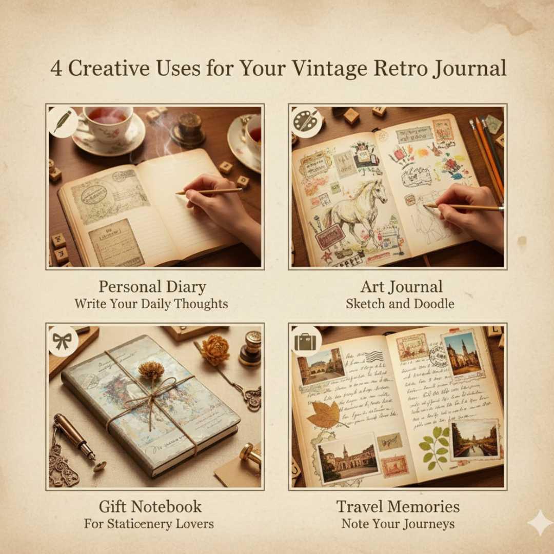 Vintage-Inspired Floral A5 Undated Journal I Aesthetic Retro Edition with thick pages l Hardcover l Pack of 1 diary