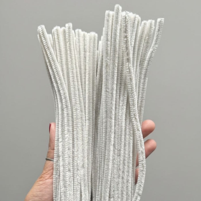 Creamish Plain Pipe Cleaner for Craft and Bouquet l Pack of 100Pc