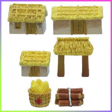 Miniature Model Yellow Farm House 6 Pcs