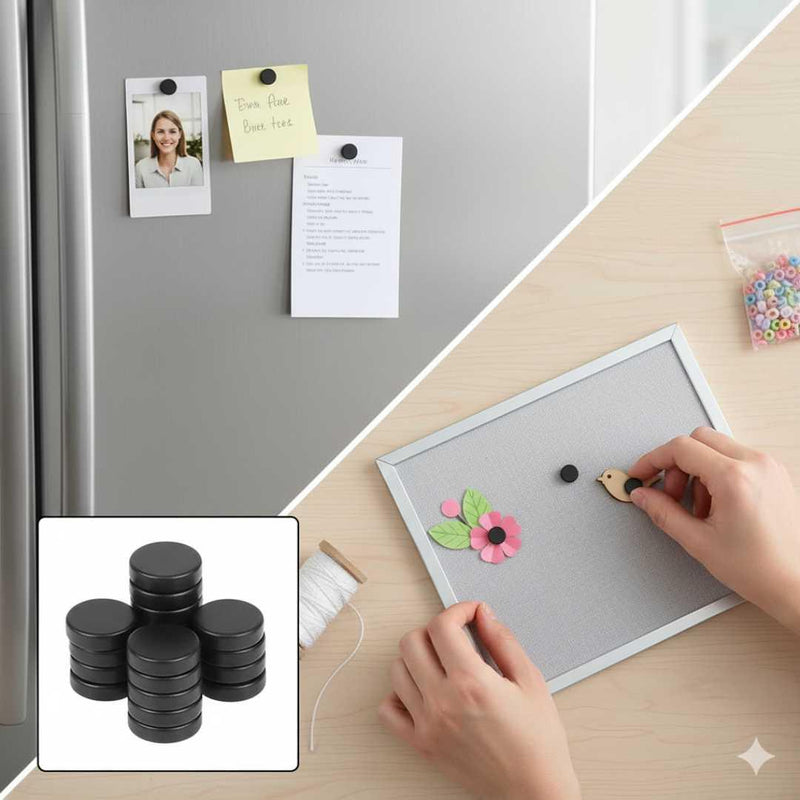 (Buy 1 Get 1 Free) Black 10x3mm Round Magnets | Pack of 50 | Strong Craft & DIY Magnets