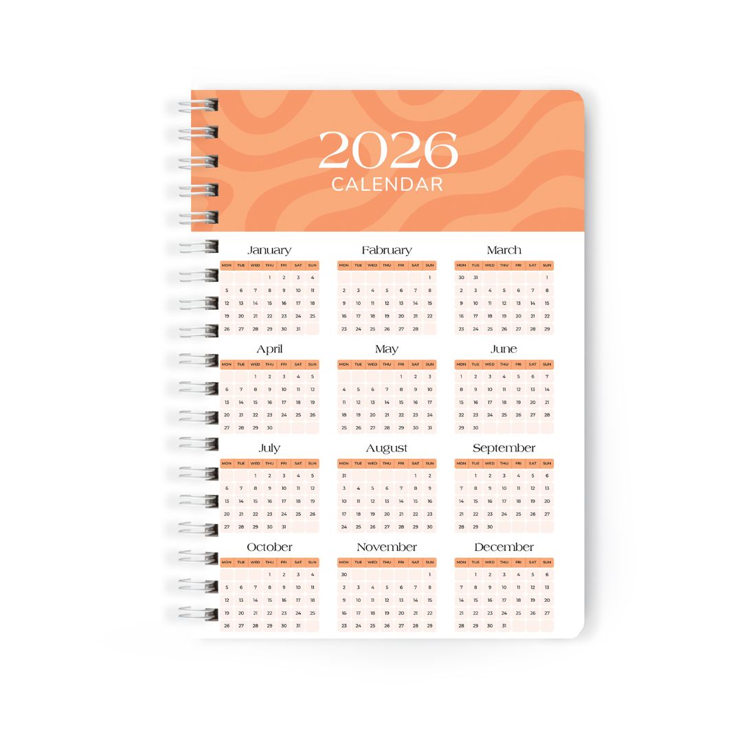 Make Each Day Count 2026 Planner | Minimal Peach Wiro Diary | Matte Hardbound Cover | Daily Notes Journal