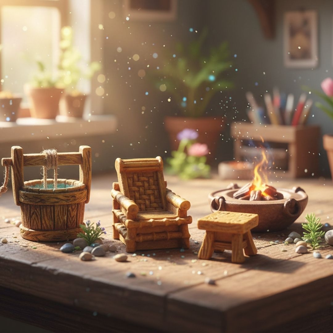 Miniature Model Vintage Home Accessories 4 Pcs