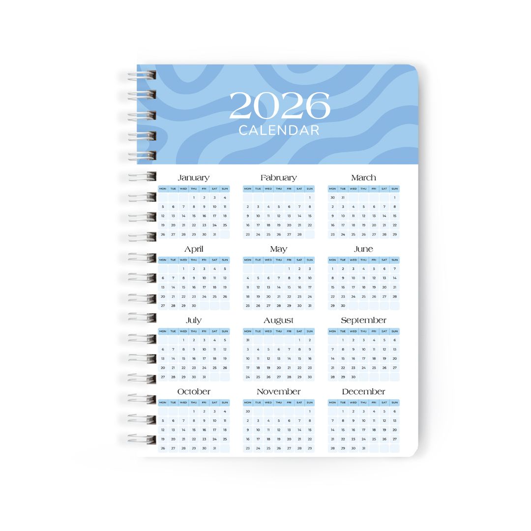 Make Each Day Count 2026 Planner | Sky Blue Minimal Wiro Diary | Matte Hardbound Cover | Daily Notes & Goals Journal