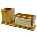 Wooden Table Top Pen Stand With Card Holder Natural Wood view 2