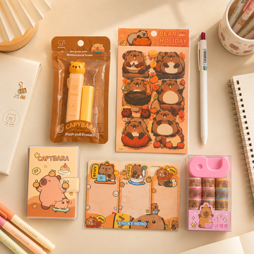 Premium Cute Capybara Stationery combo set l Return gift l (6 pcs) Pack of 1