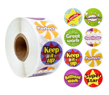 (JUMBO ROLL) Motivational Stickers (500 Labels) 1inch | Thank you rolls stickers