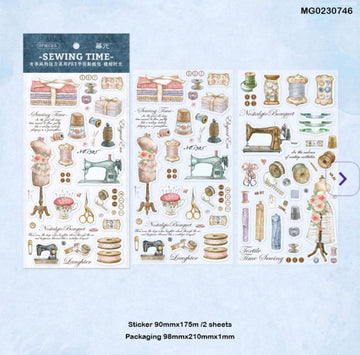 Sewing time deco sticker l Sewing series l Pack 2 sheets