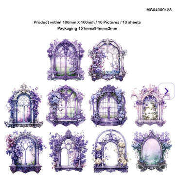 Lilac Window decor Journaling Sticker l Window eternity series l Pack 10 Pc