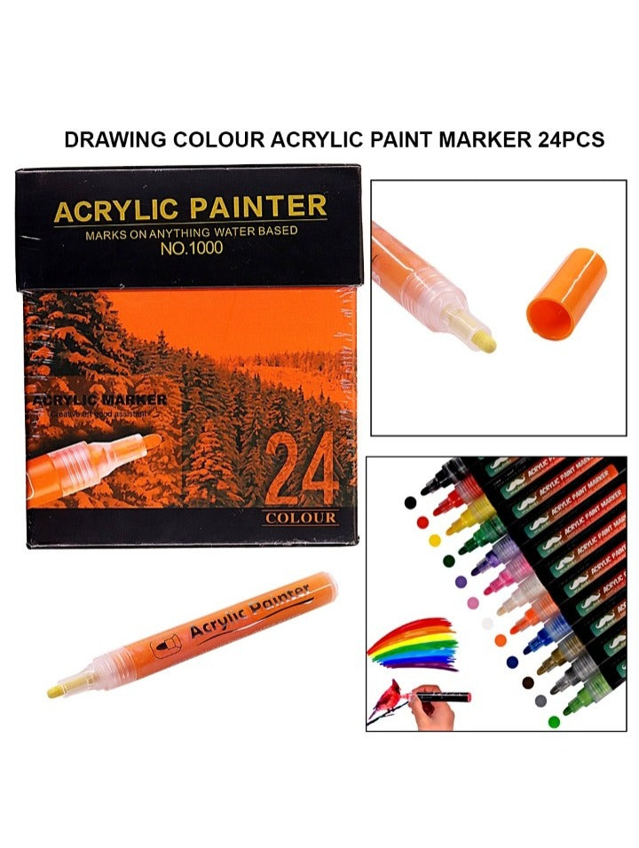 Acrylic Paint Marker 24Pcs Set 1000-24 | INKARTO