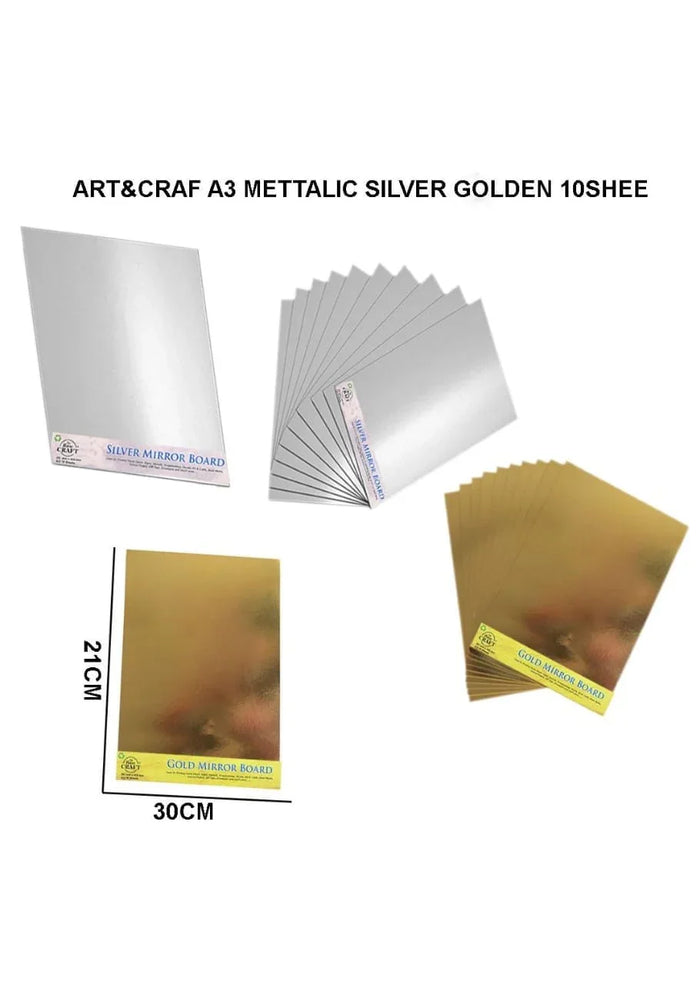 A3 Metallic Silver Golden Paper 10 Sheet  | INKARTO