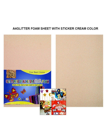 A4 Glitter Foam Sheet With Sticker Cream Ch4-A4Cr | INKARTO