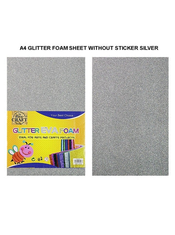 A4 Glitter Foam Sheet Without Stick Silver Ch3-A4Sr | INKARTO