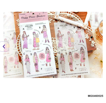 Charming girl deco stickers for Journaling and scrapbooking l puffy prine series l Pack of 2 sheets