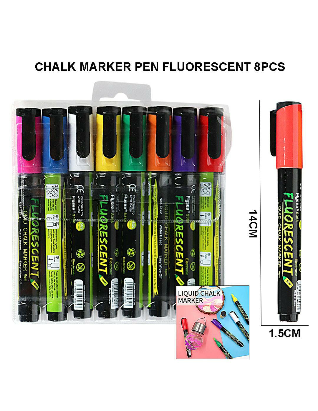 Chalk Marker Pen Fluorescent 8Pcs S368-8 | INKARTO