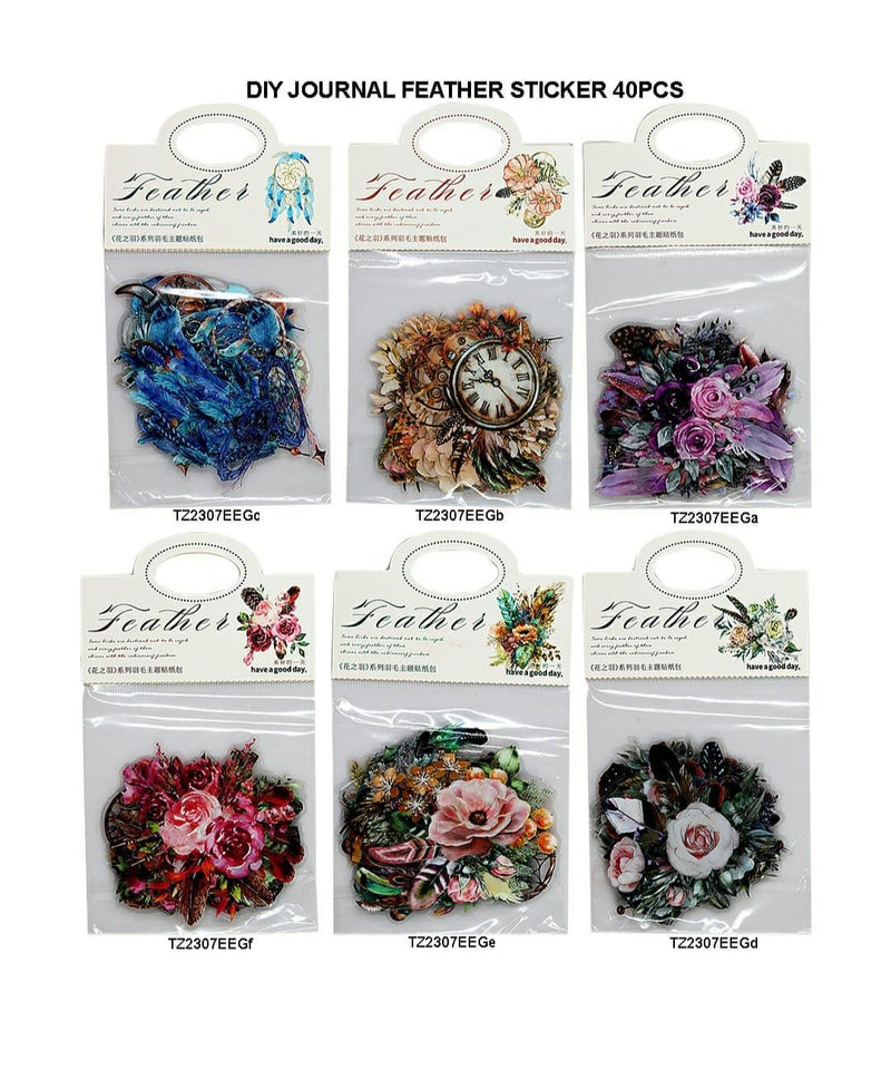 Diy Journal Feather Sticker 40Pcs 244 Tz2307Eeg | INKARTO