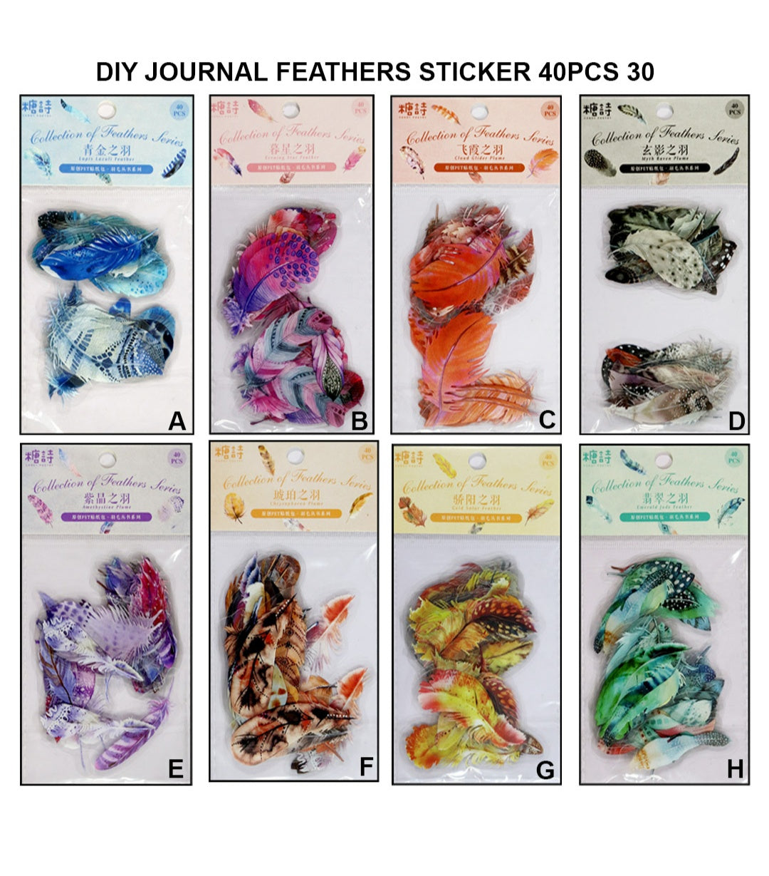 Diy Journal Feathers Sticker 40Pcs 30 Tz2208Bbt | INKARTO