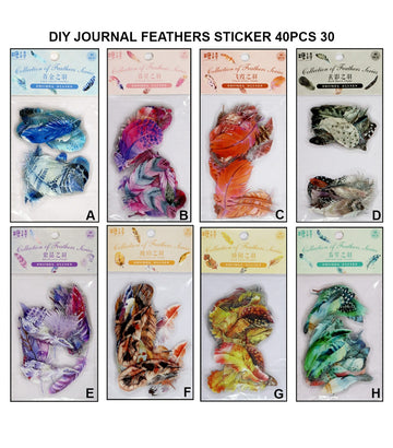 Diy Journal Feathers Sticker 40Pcs 30 Tz2208Bbt | INKARTO