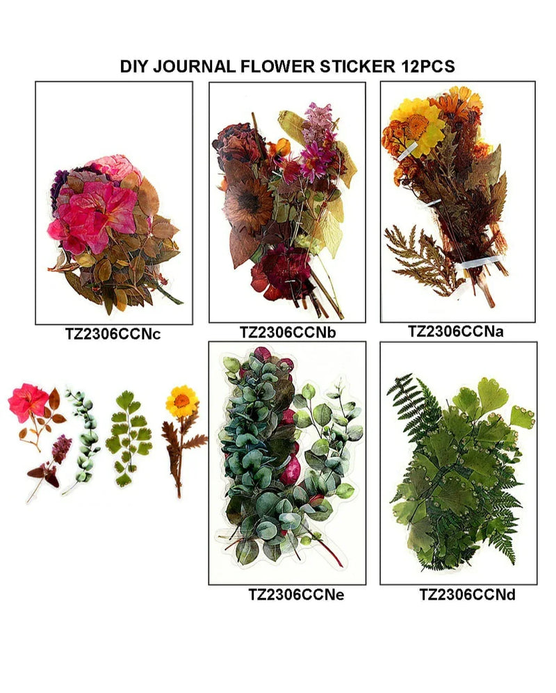 Diy Journal Flower Sticker 12Pcs 291 Tz2306Ccn | INKARTO