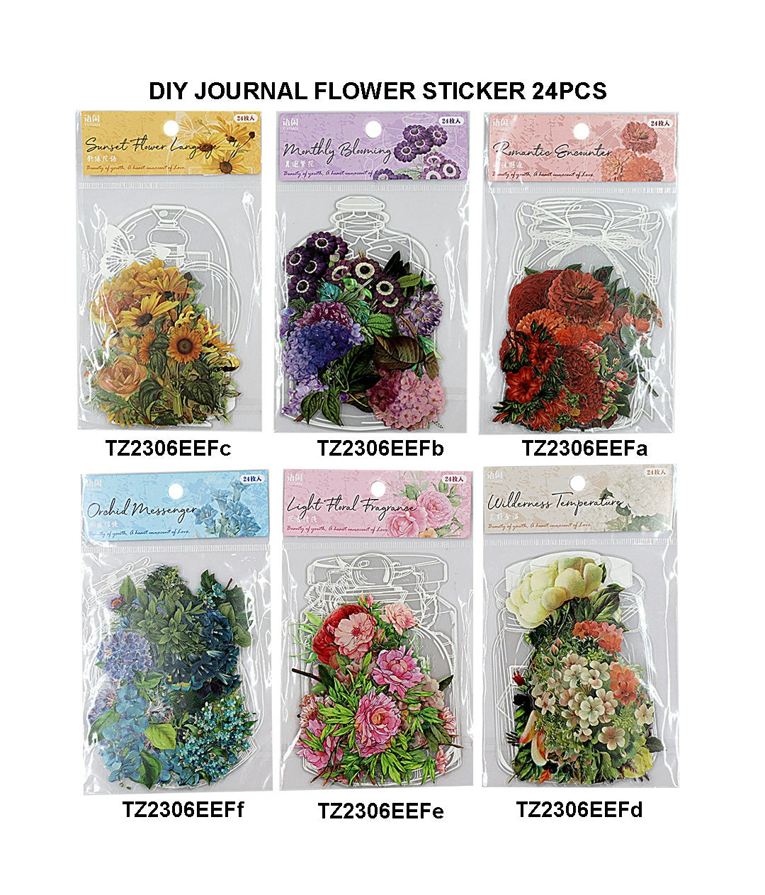 Diy Journal Flower Sticker 24Pcs 252 Tz2306Eef | INKARTO