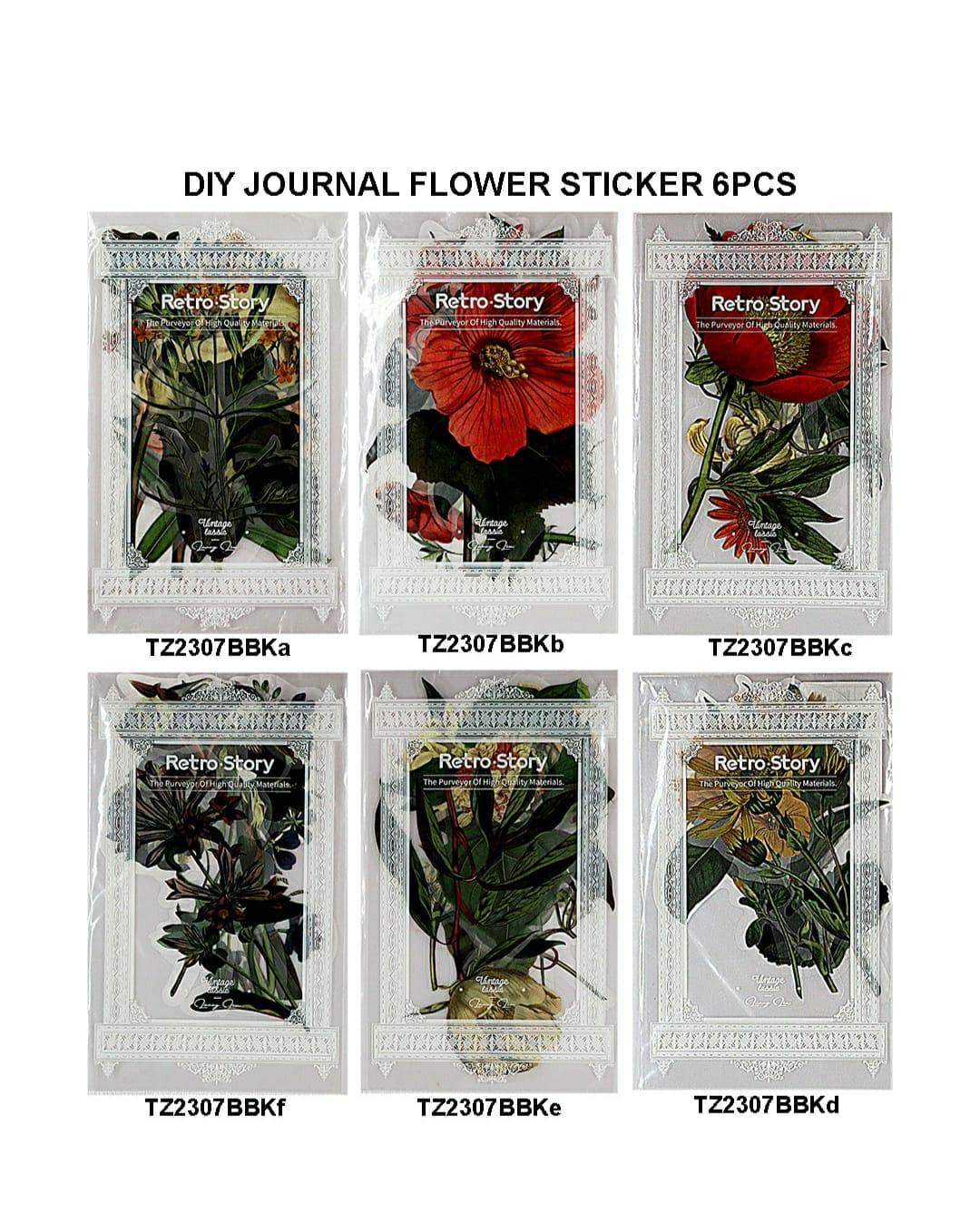 Retro Floral Stickers Pack – DIY Journal, Planner & Art Decor | Pack of 1