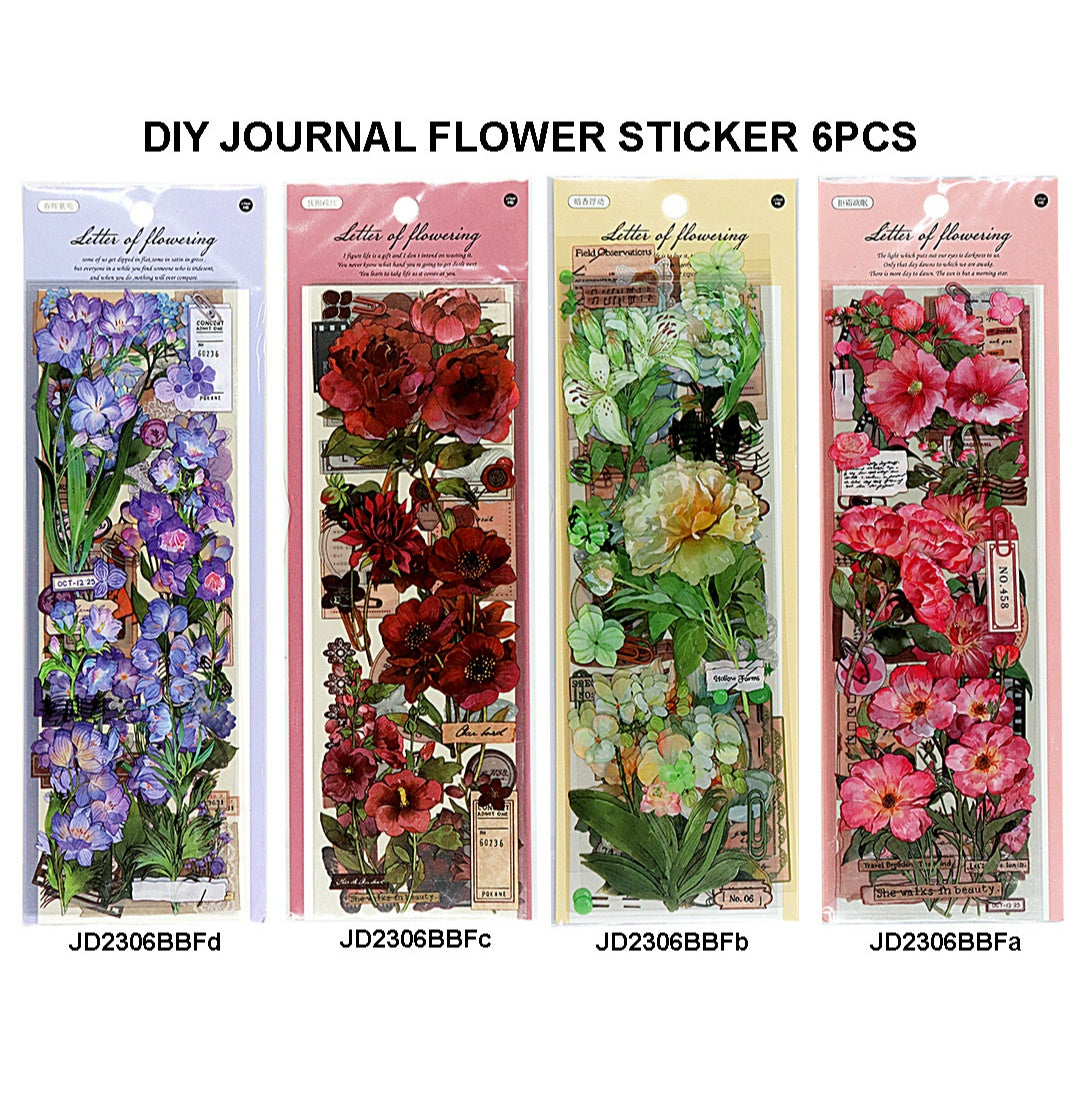 Diy Journal Flower Sticker 6Pcs 248 Jd2306Bbf | INKARTO