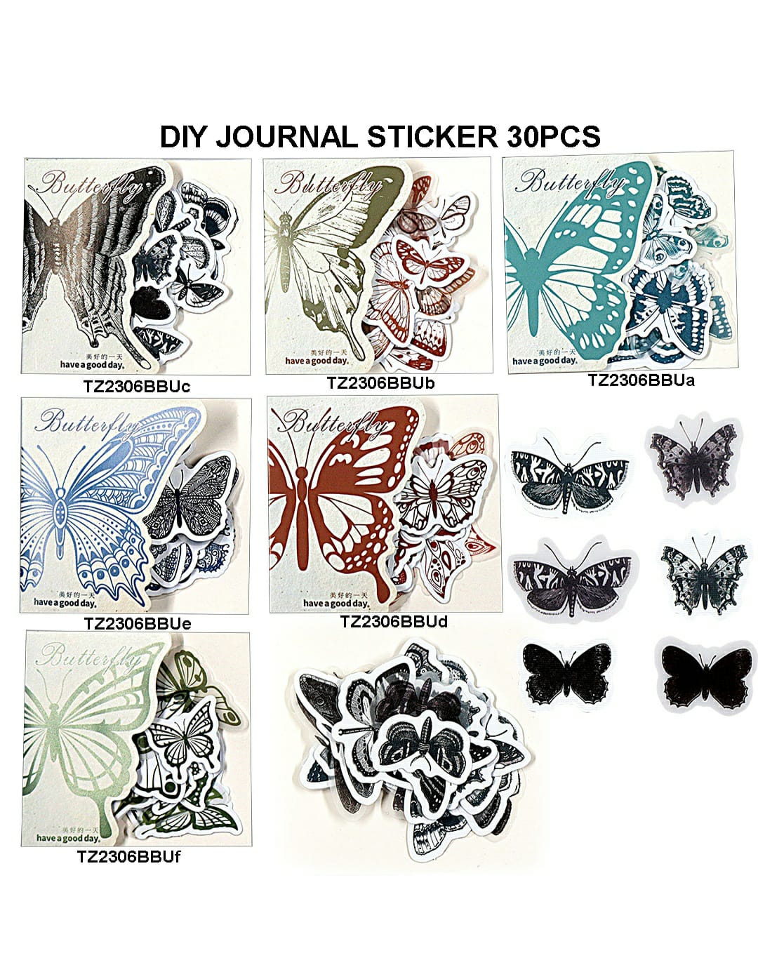 Diy Journal Sticker 30Pcs 137 Tz2306Bbu | INKARTO