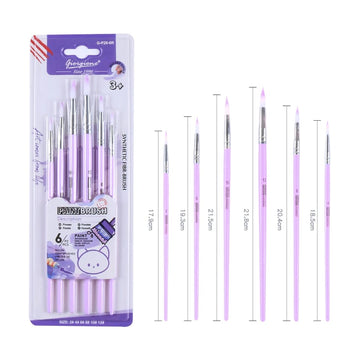 Lilac Paint round brush l synthetic fibr-brush l pack of 6 brush