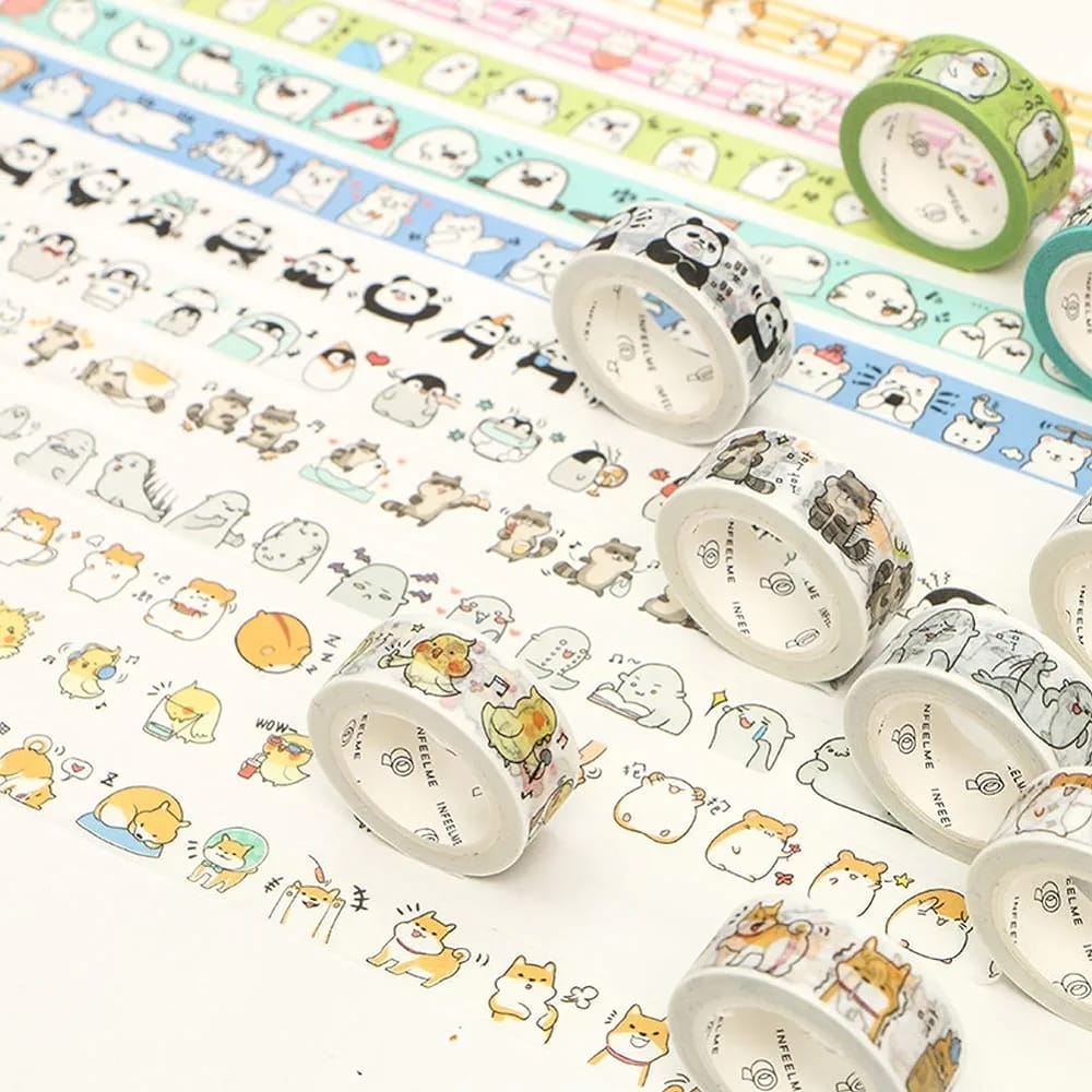 Printed washi tape I Pack of 6 Cute Designed tapes for Scrapbooking