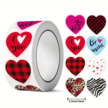 (JUMBO ROLL) Heart labels for Gifting and other art work(500 Labels) 1inch
