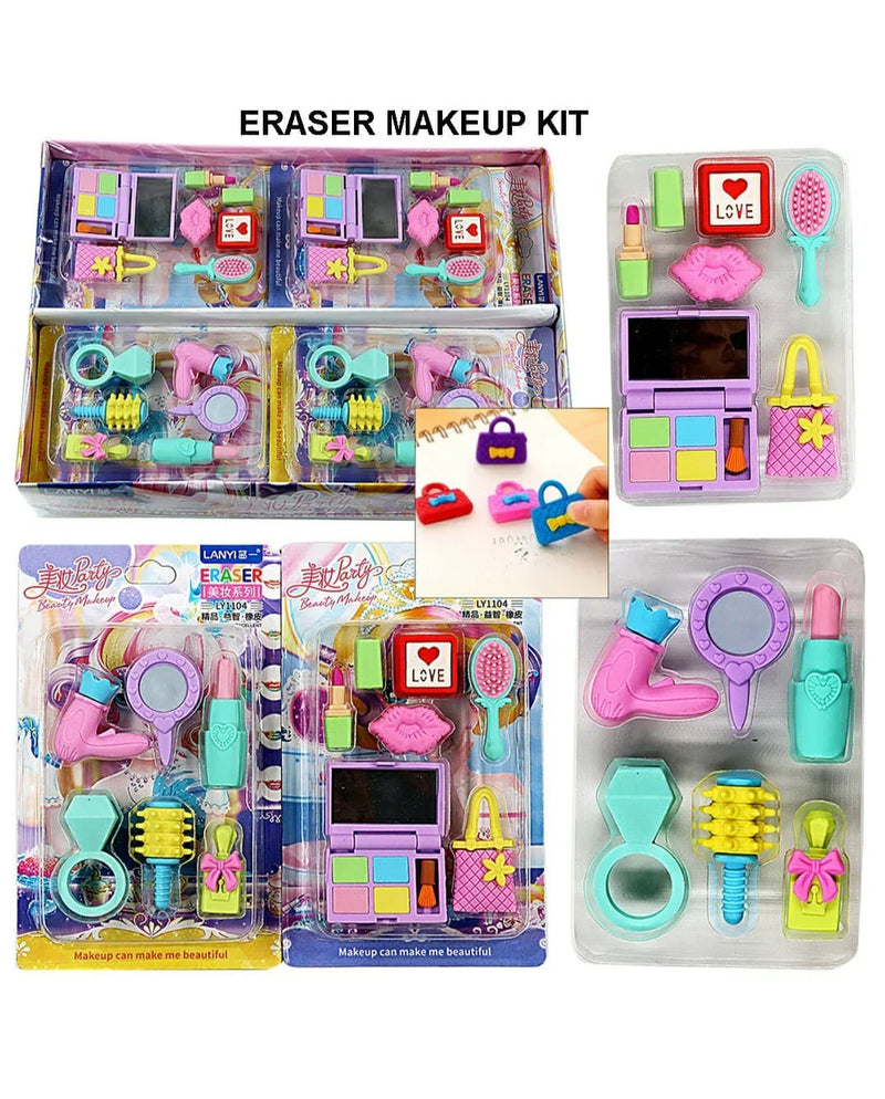 (Buy 1 Get 1 free ) Cute Makeup eraser set  for return gifts l Pack of 1 set contains 6 eraser