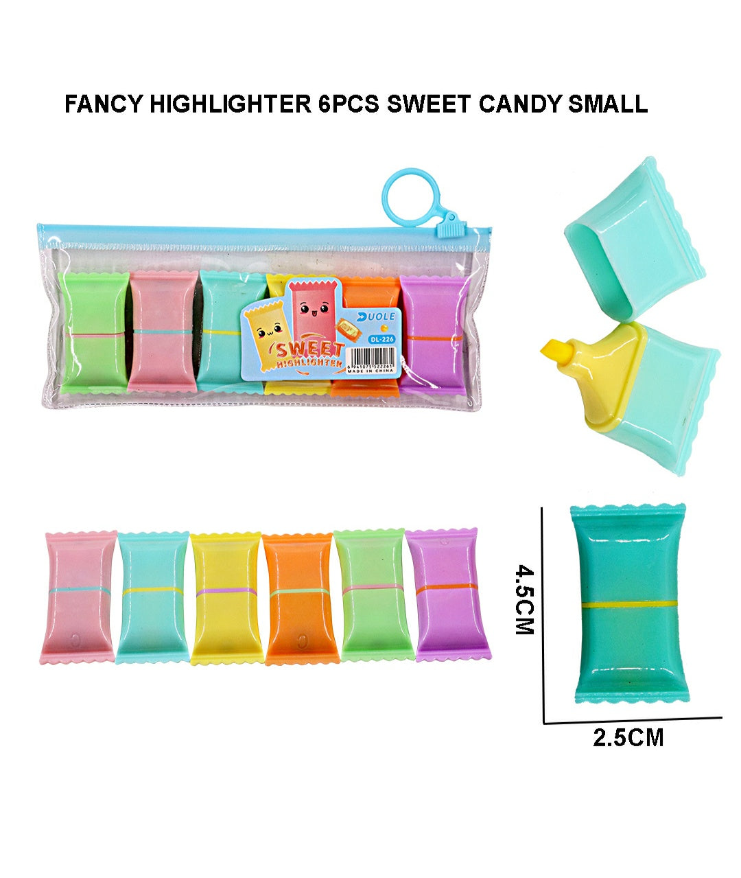 Fancy Highlighter 6Pcs Sweet Candy Small Dl-226 | INKARTO