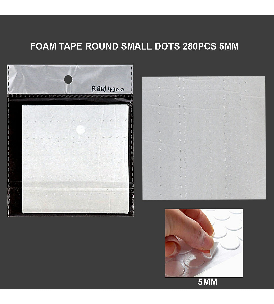 Foam Tape Round Dots 5Mm 280Pcs Small Raw4300 | INKARTO